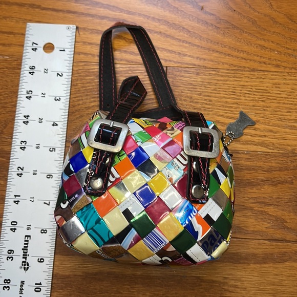 Nahui Ollin Gum Wrapper PURSE Multi Colored Woven candy paper small mini - Picture 7 of 7